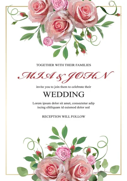 Design Convite Casamento Bonito Com Motivo Floral — Fotografia de Stock