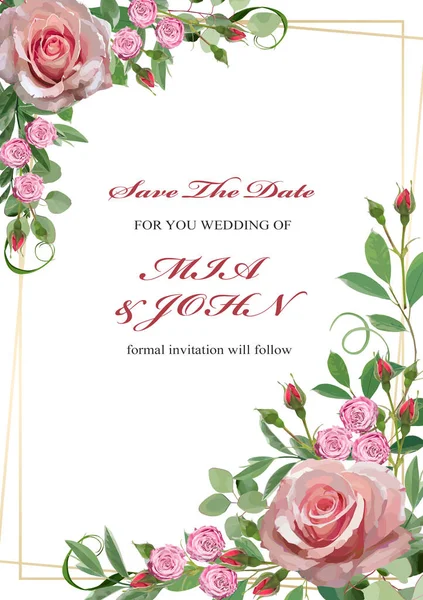 Hermoso Diseño Invitación Boda Con Motivo Floral —  Fotos de Stock