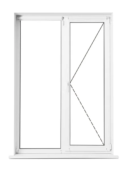 Fenêtre Moderne Avec Lignes Type Ouverture Sur Fond Blanc — Photo