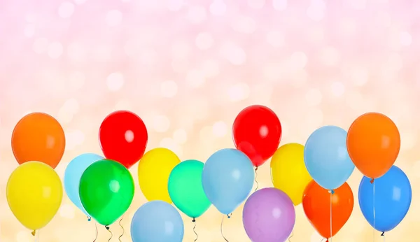 Φωτεινά Μπαλόνια Στο Φόντο Χρώμα Bokeh Αποτέλεσμα Χώρος Για Κείμενο — Φωτογραφία Αρχείου