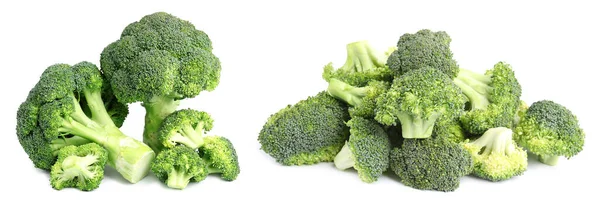 Set Fresh Green Broccoli White Background Banner Design — Stock Photo, Image