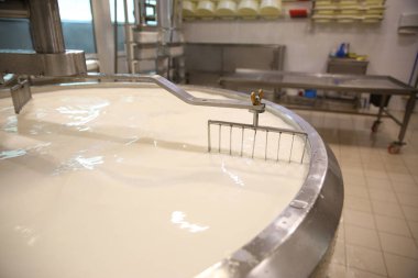 Peynir fabrikasında süt tankı