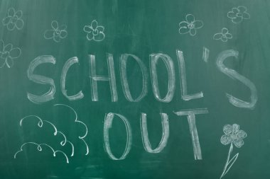 Metin Okulu bitti ve yeşil karatahtaya çizimler yapıldı. Yaz tatili