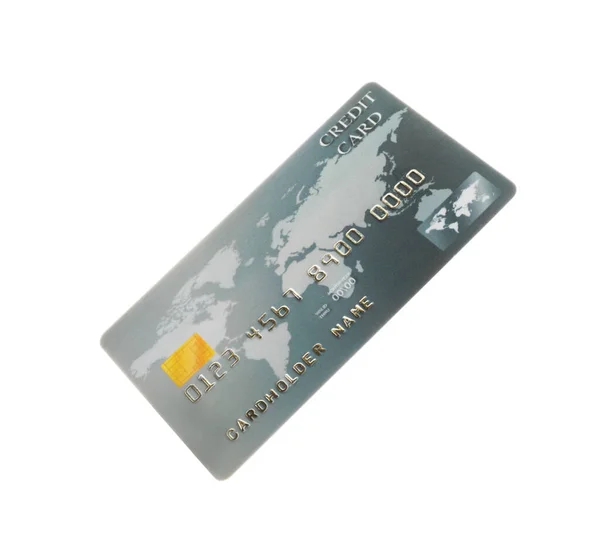 Carta Credito Plastica Grigia Isolata Bianco — Foto Stock