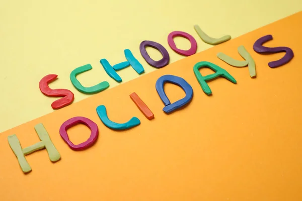 Phrase School Holidays Made Modeling Clay Color Background — Stock Photo, Image