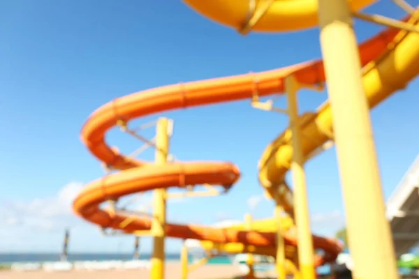 Different Colorful Slides Water Park Blurred View — Stock Photo, Image