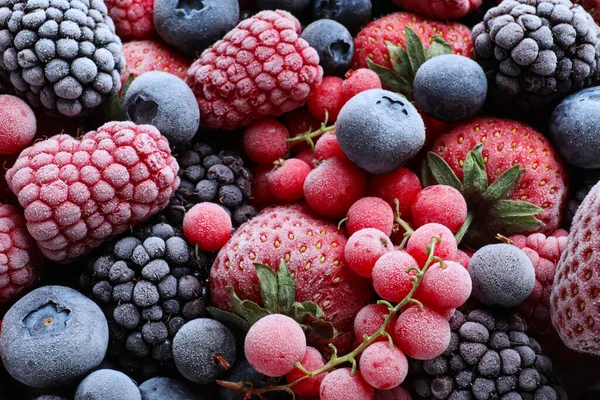 Mischung Verschiedener Gefrorener Beeren Als Hintergrund Draufsicht — Stockfoto