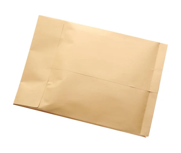 Envelope Papel Kraft Isolado Branco Serviço Correio — Fotografia de Stock