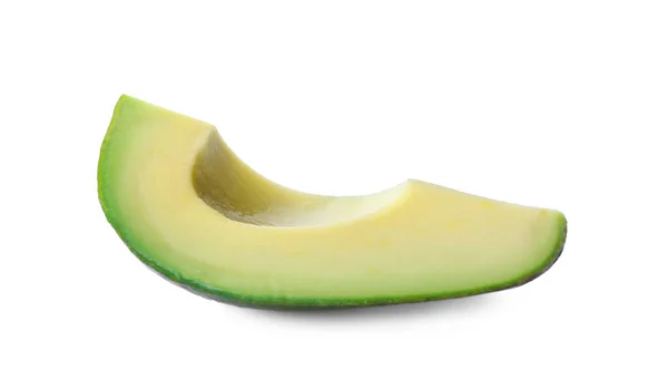 Snijd Van Rijpe Avocado Geïsoleerd Wit — Stockfoto