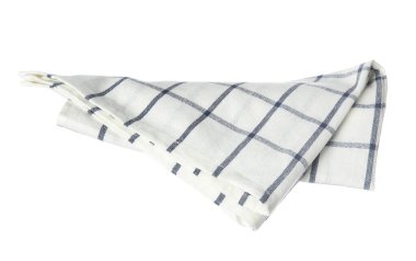 Yumuşak kareli kumaş peçetesi beyaza izole edilmiş