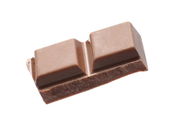 Stuk Heerlijke Melkchocolade Geïsoleerd Wit — Stockfoto