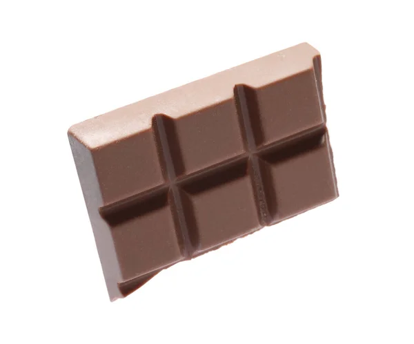 Pièce Délicieux Chocolat Lait Isolé Sur Blanc — Photo