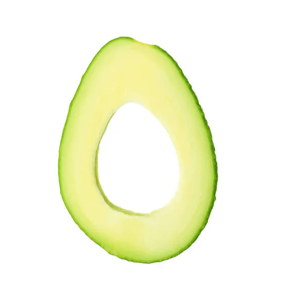 Snijd Van Rijpe Avocado Geïsoleerd Wit — Stockfoto