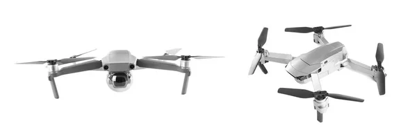 Différents Drones Sur Fond Blanc Gadget Moderne — Photo