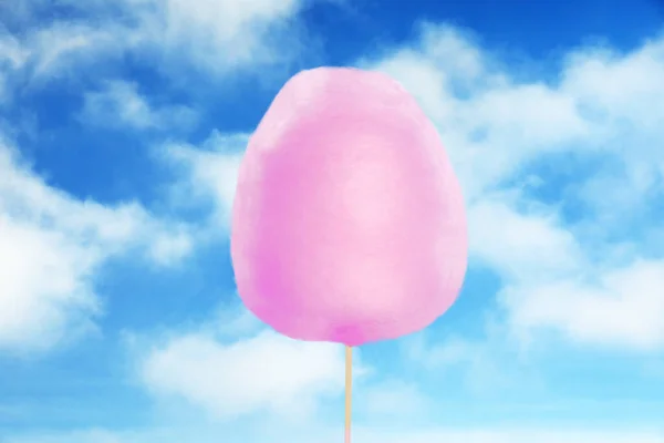 Rosa Zuckerwatte Gegen Blauen Himmel Mit Wolken — Stockfoto