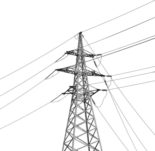 High Voltage Tower Isolated White Electric Power Transmission — Stock Photo, Image