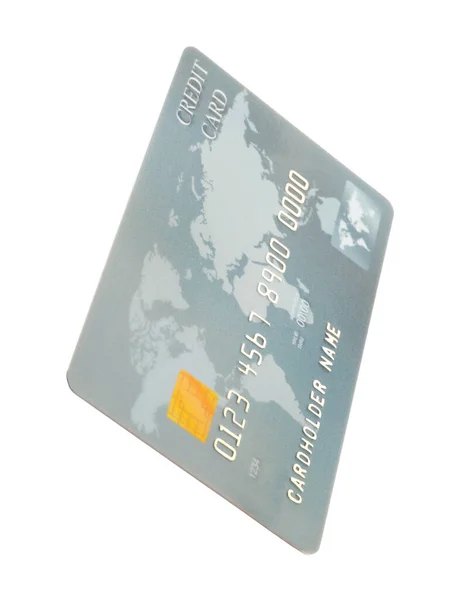 Carta Credito Plastica Grigia Isolata Bianco — Foto Stock