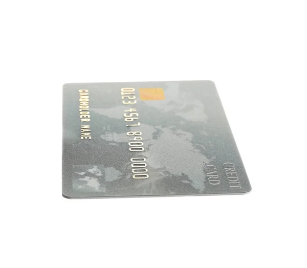 Szara Plastikowa Karta Kredytowa Izolowana Białym — Zdjęcie stockowe