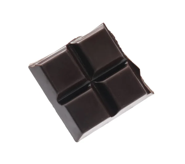 Pedaço Chocolate Escuro Delicioso Isolado Branco — Fotografia de Stock