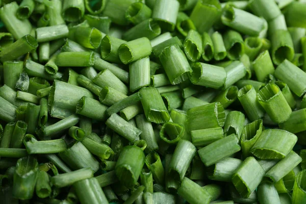 Κόψτε Πράσινο Φρέσκα Κρεμμύδια Φόντο Closeup — Φωτογραφία Αρχείου