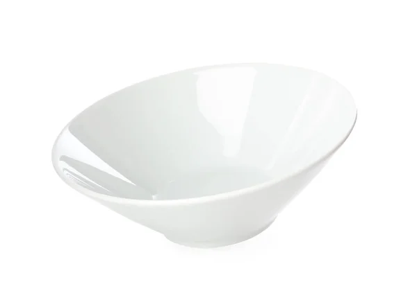 Czysta Pusta Ceramiczna Miska Izolowana Białym — Zdjęcie stockowe