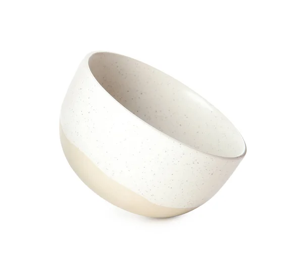 Limpe Tigela Cerâmica Vazia Isolada Branco — Fotografia de Stock