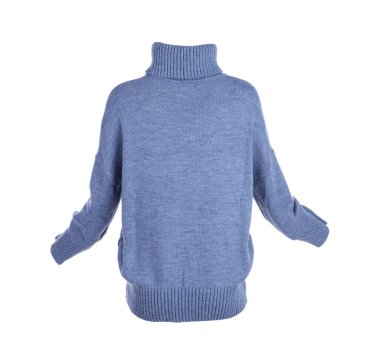 Süslü mavi süveter beyazda izole edilmiş.