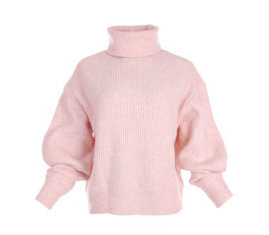 Beyaz üzerine izole edilmiş zarif pembe süveter.