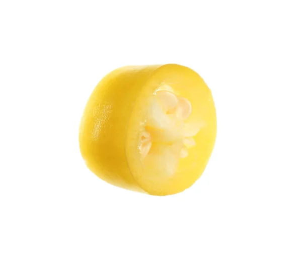 Kawałek Żółtego Ostrego Papryki Chili Izolowany Białym — Zdjęcie stockowe