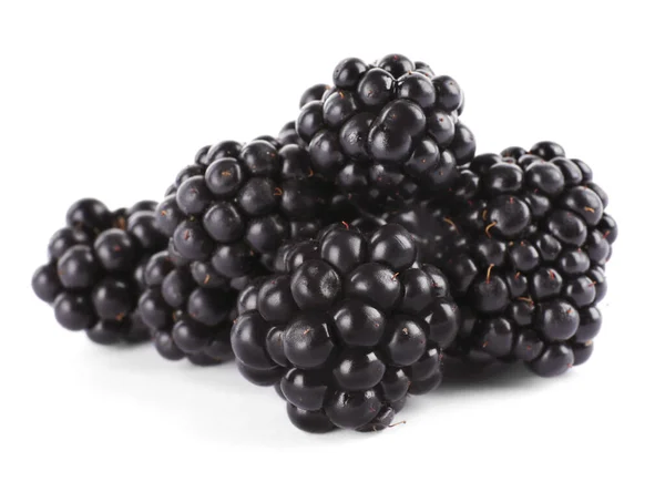 Beautiful Tasty Ripe Blackberries White Background — Stock Photo, Image