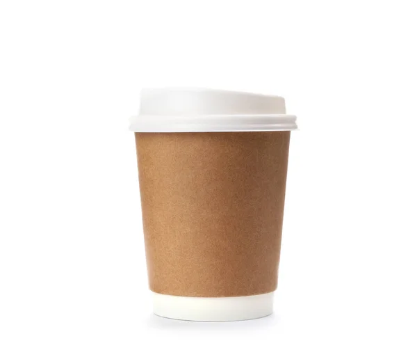Wynos Papierowy Kubek Kawy Izolowany Białym — Zdjęcie stockowe