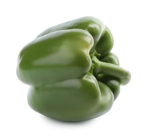 Verse Rijpe Groene Paprika Geïsoleerd Wit — Stockfoto