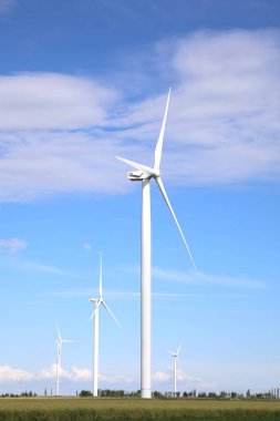 Rüzgar türbinleriyle çok güzel bir alan manzarası. Alternatif enerji kaynağı