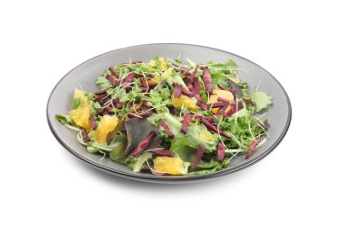 Lezzetli havuç salatası, portakallı ve beyaz.