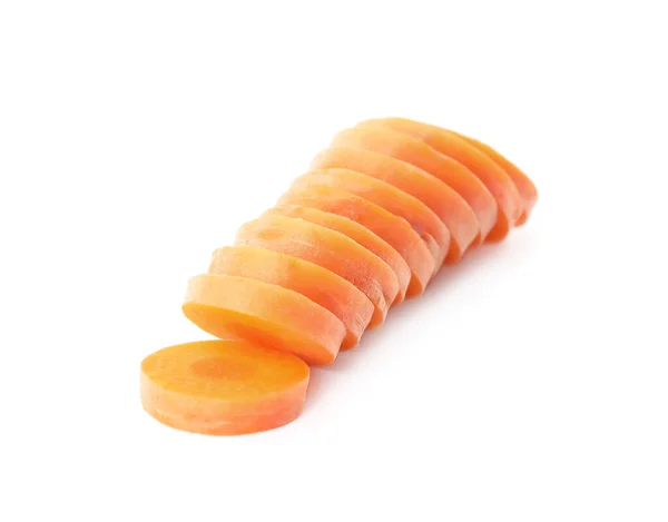 Scheiben Frischer Reifer Karotten Isoliert Auf Weiß — Stockfoto