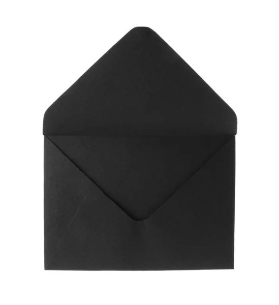Envelope Papel Preto Isolado Branco Serviço Correio — Fotografia de Stock