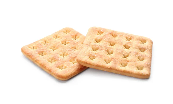 Crackers Croustillants Isolés Sur Blanc Délicieuse Collation — Photo