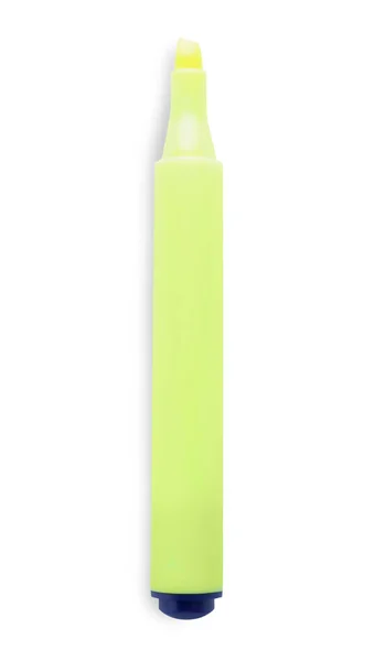 Světlá Barva Zvýrazňovač Pero Izolované Bílém Horní Pohled Školní Šablona — Stock fotografie