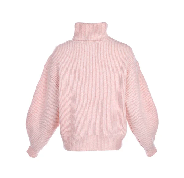 Stylish Warm Pink Sweater Isolated White — Stock Photo, Image