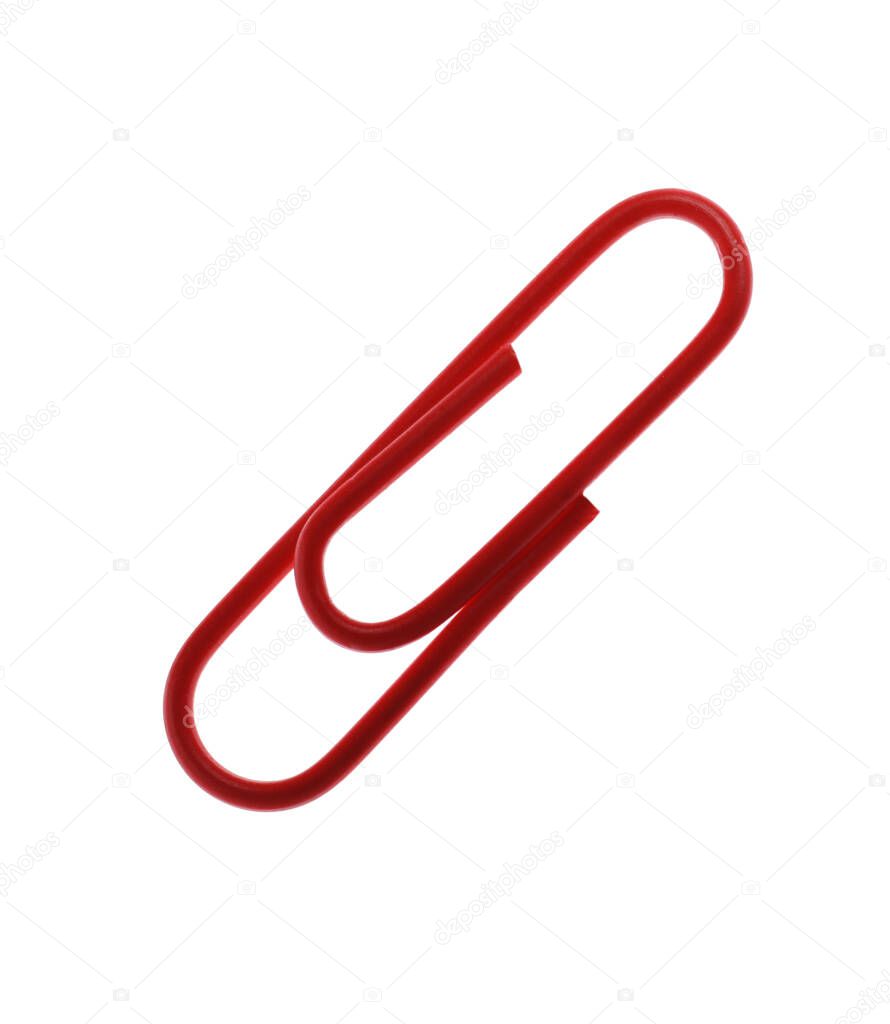 Colorful paper clip isolated on white. School stationery