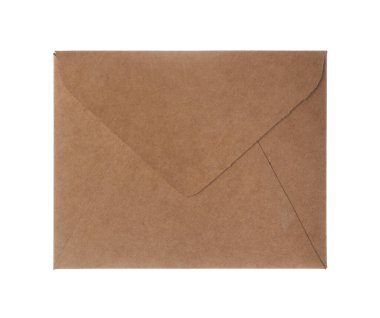 Kahverengi kağıt zarf beyaza izole edilmiş. Posta servisi