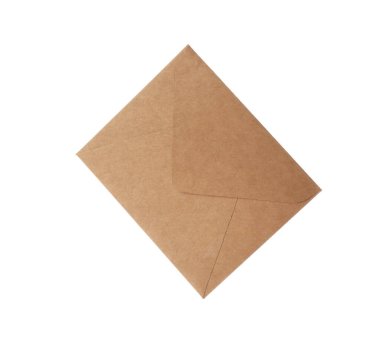 Kahverengi kağıt zarf beyaza izole edilmiş. Posta servisi