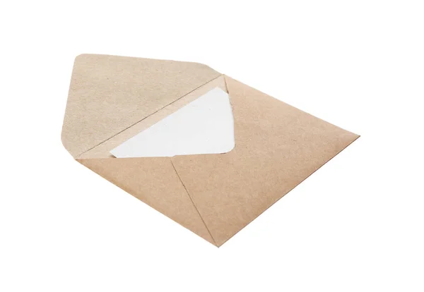 Brauner Papierumschlag Isoliert Auf Weiß Postdienst — Stockfoto
