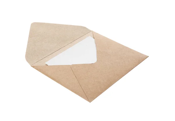 Envelope Papel Marrom Isolado Branco Serviço Correio — Fotografia de Stock