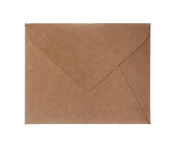 Envelope Papel Marrom Isolado Branco Serviço Correio — Fotografia de Stock