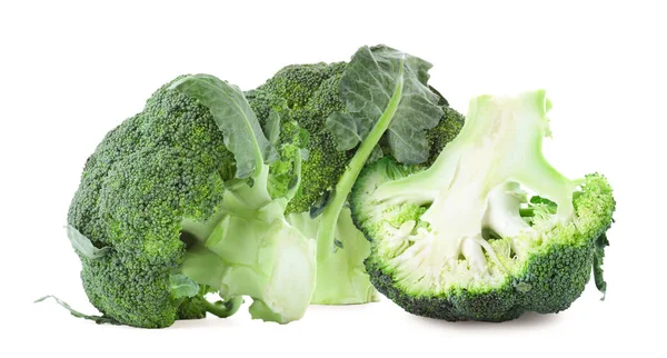 Färsk Grön Broccoli Vit Bakgrund Banderolldesign — Stockfoto