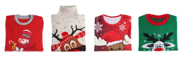 배경에는 크리스마스 스웨터가 배너의 — 스톡 사진