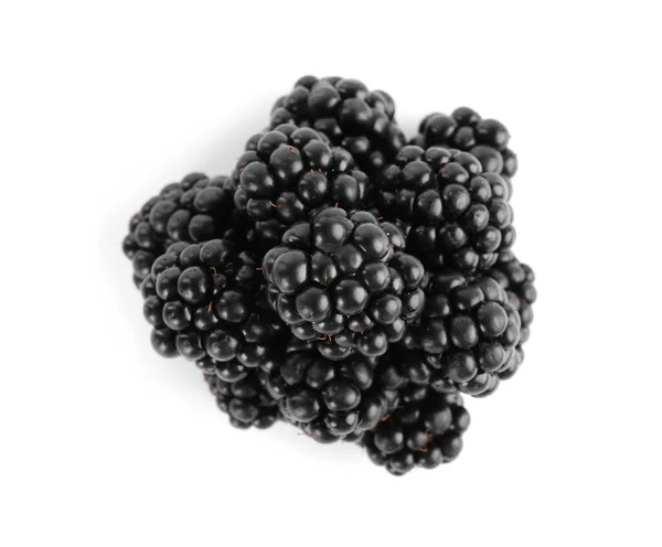 白色背景的成熟黑莓味 顶部视图 — 图库照片