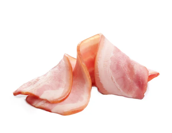 Bacon Segar Yang Diiris Pada Latar Belakang Putih — Stok Foto