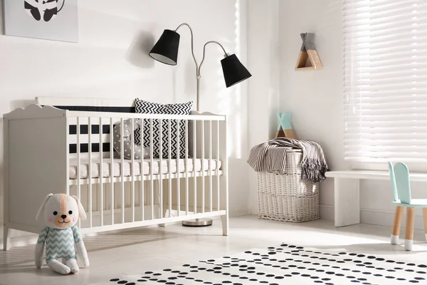 Cute Baby Room Interior Crib Decor Elements — Stock Photo, Image